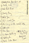 hand-written set list